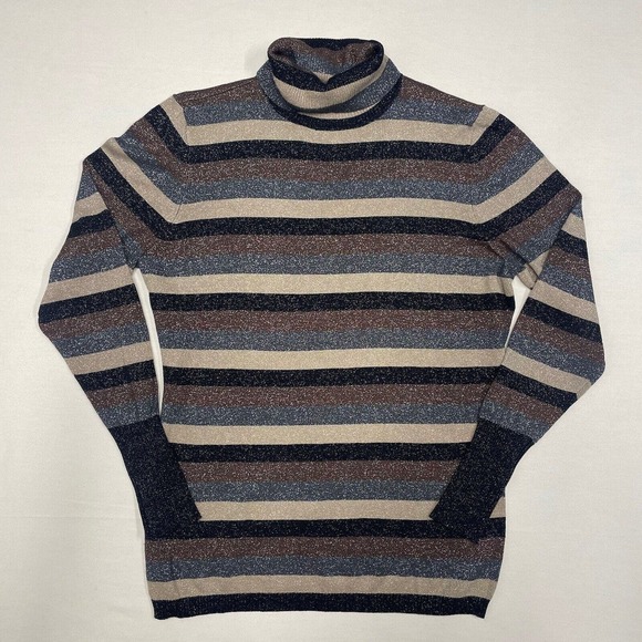 Worthington Sparkle Striped Turtleneck Women's Extra Large XL Fitted Stretch - Picture 1 of 6